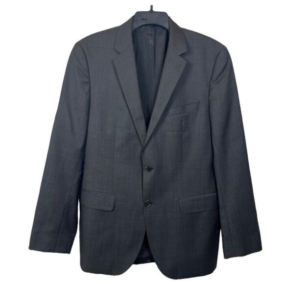 Hugo Boss 100% Virgin Wool Suit Jacket The Jam75/Sharp3 Charcoal Blend Size 38R - Picture 1 of 13